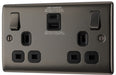 BG NBN22UAC30B Nexus Metal 13A Double Socket + USB A+C (30W) - Black Insert - Black Nickel - westbasedirect.com