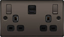 BG NBN22UAC45B Nexus Metal 13A Double Switched Power Socket + USB A+C (45W) - Black Nickel + Black Insert - westbasedirect.com