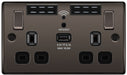 BG NBN22UWRB Nexus Metal Double Socket 13A + Wifi Extender +1x USB(2.1A) - Black Insert - Black Nickel - westbasedirect.com