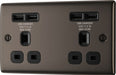 BG NBN24U44B Nexus Metal Double Socket + 4x USB - Black Insert - Black Nickel - westbasedirect.com