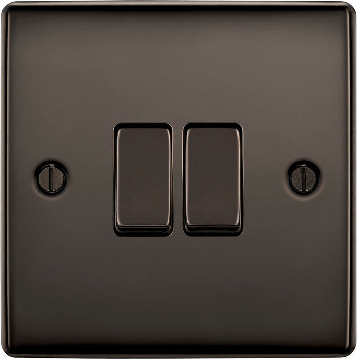 BG NBN42 Nexus Metal Double Light Switch 10A - Black Nickel (5 Pack) - westbasedirect.com