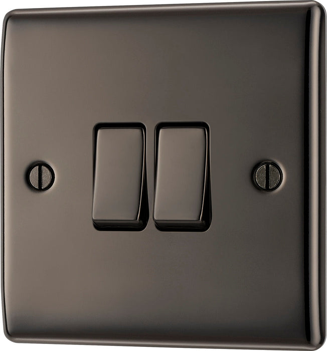 BG NBN42 Nexus Metal Double Light Switch 10A - Black Nickel (10 Pack) - westbasedirect.com