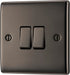 BG NBN42 Nexus Metal Double Light Switch 10A - Black Nickel (5 Pack) - westbasedirect.com