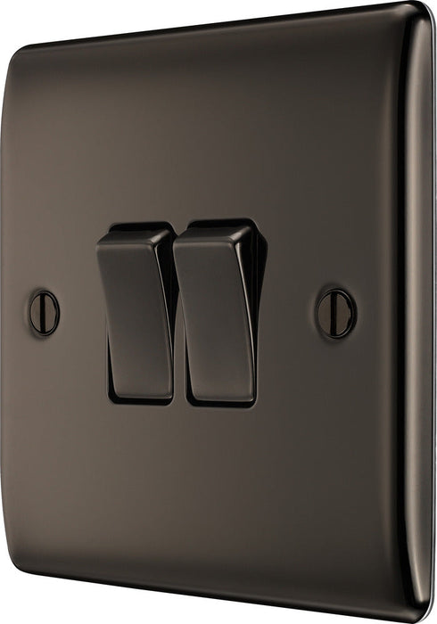 BG NBN42 Nexus Metal Double Light Switch 10A - Black Nickel (5 Pack) - westbasedirect.com