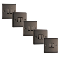 BG NBN42x5 Nexus Metal 20A 16AX 2 Way Double Light Switch - Black Nickel (5 Pack)