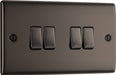 BG NBN44 Nexus Metal Quad Light Switch 10A - Black Nickel - westbasedirect.com