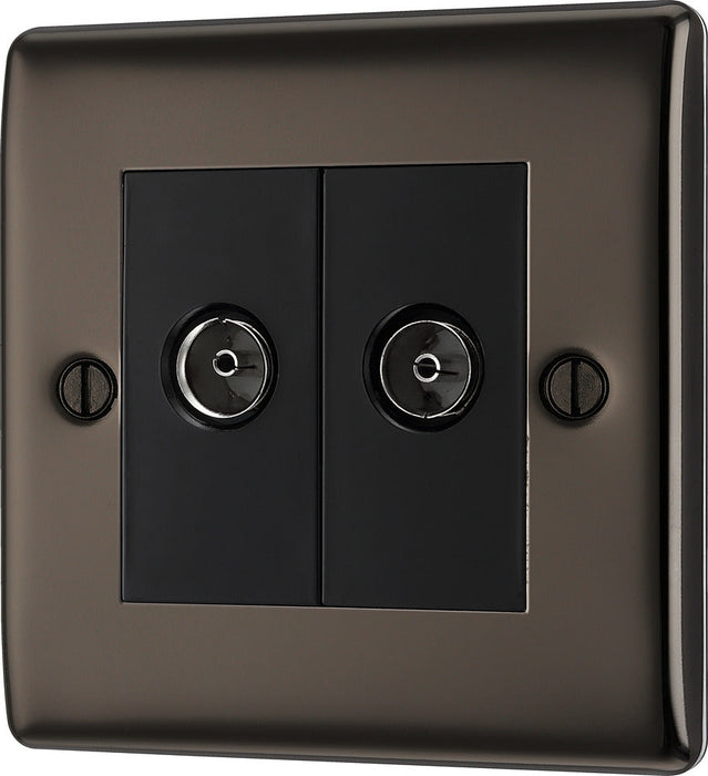 BG NBN61 Nexus Metal Double TV Aerial Socket - Black Nickel - westbasedirect.com