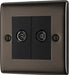 BG NBN61 Nexus Metal Double TV Aerial Socket - Black Nickel - westbasedirect.com