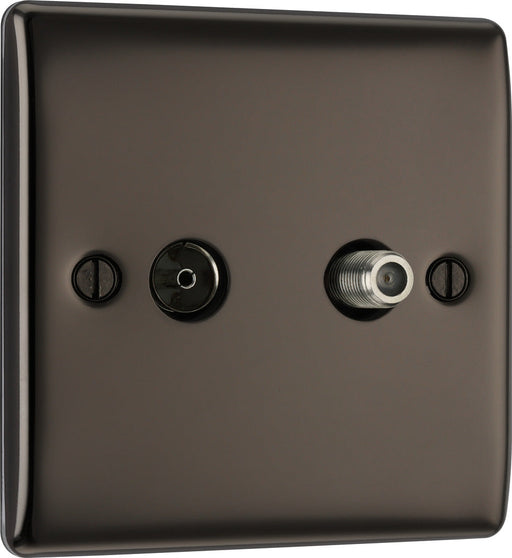 BG NBN65 Nexus Metal 2 Gang Satellite & Co-axial Socket - Black Nickel - westbasedirect.com