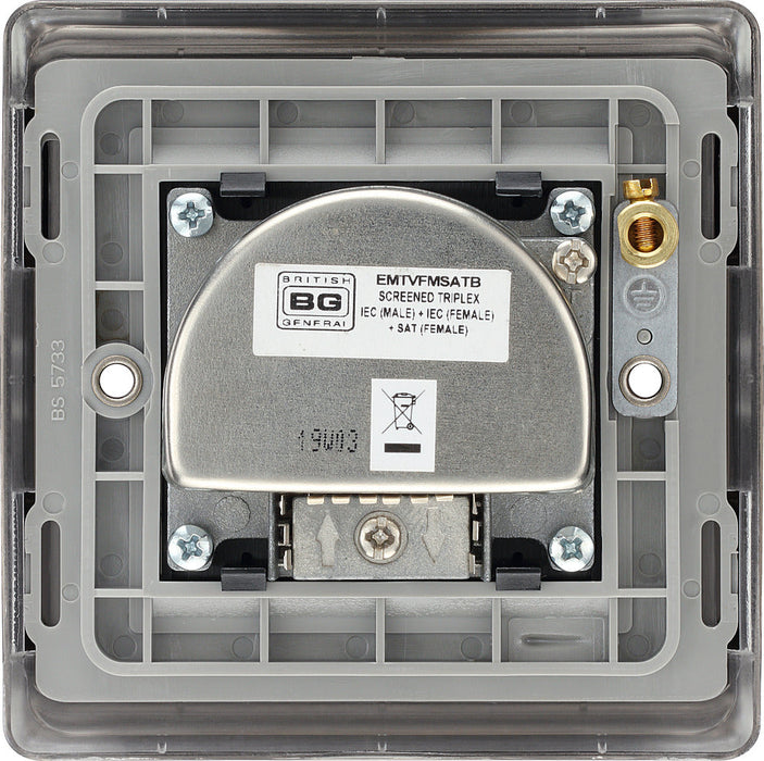 BG NBN67 Nexus Metal Triplex TV/FM/Sat Socket - Black Nickel - westbasedirect.com