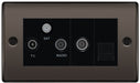 BG NBN68 Nexus Metal Triplex TV/FM/Sat Socket + Return & Tel. - Black Insert - Black Nickel - westbasedirect.com