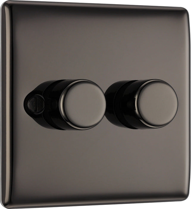 BG NBN82P Nexus Metal 2-Way Double Leading Edge Dimmer Push On/Off - Black Nickel - westbasedirect.com