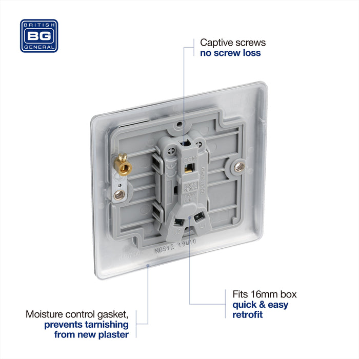 BG NBS12 Nexus Metal 10AX 2-Way Single Light Switch - Brushed Steel (10 Pack) - westbasedirect.com