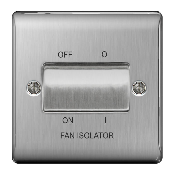 BG NBS15 Nexus Metal Fan Isolator Switch TP 10A - Brushed Steel - westbasedirect.com