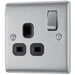 BG NBS21B Nexus Metal Single Socket 13A /Black Insert - Brushed Steel - westbasedirect.com