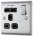 BG NBS21U2B Nexus Metal Single Socket + 2x USB /Black Insert - Brushed Steel - westbasedirect.com