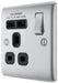 BG NBS21U2B Nexus Metal Single Socket + 2x USB /Black Insert - Brushed Steel - westbasedirect.com