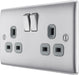 BG NBS22G Nexus Metal Double Socket 13A - Grey Insert - Brushed Steel - westbasedirect.com