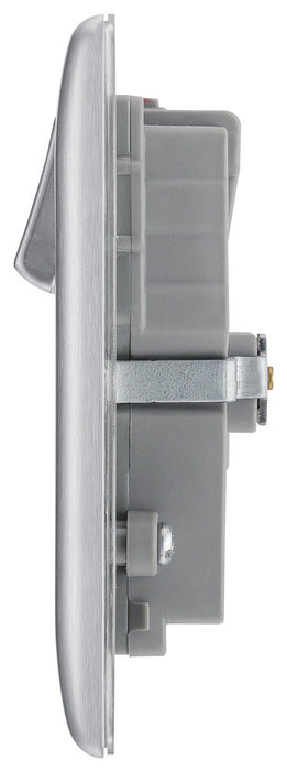 BG NBS22U3G Nexus Metal Double Socket + 2x USB(3.1A) - Grey Insert - Brushed Steel (5 Pack) - westbasedirect.com