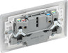 BG NBS22UAC12W Nexus Metal 13A Double Switched Power Socket + USB A+C (12W) - Brushed Steel + White Insert - westbasedirect.com