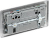 BG NBS22UAC22G Nexus Metal 13A Double Switched Power Socket + USB A+C (22W) - Brushed Steel + Grey Insert - westbasedirect.com