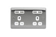 BG NBS24U44W Nexus Metal Double Socket + 4x USB - White Insert - Brushed Steel - westbasedirect.com