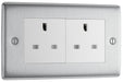 BG NBS24W Nexus Metal 2G 13A Unswitched Socket - White Insert - Brushed Steel - westbasedirect.com