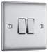 BG NBS42 Nexus Metal Double Light Switch 10A - Brushed Steel (5 Pack) - westbasedirect.com