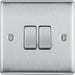 BG NBS42 Nexus Metal Double Light Switch 10A - Brushed Steel - westbasedirect.com