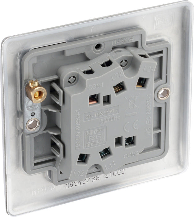 BG NBS42 Nexus Metal Double Light Switch 10A - Brushed Steel - westbasedirect.com