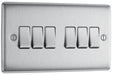 BG NBS46 Nexus Metal 10AX 2-Way 6 Gang Light Switch - Brushed Steel - westbasedirect.com