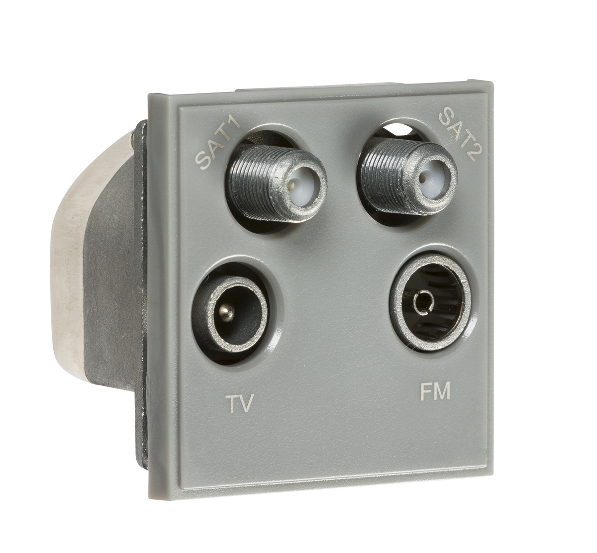 Knightsbridge NETQDGY Quadplex SAT1/2 +TV +FM +DAB Outlet 50x50mm - Gr ...