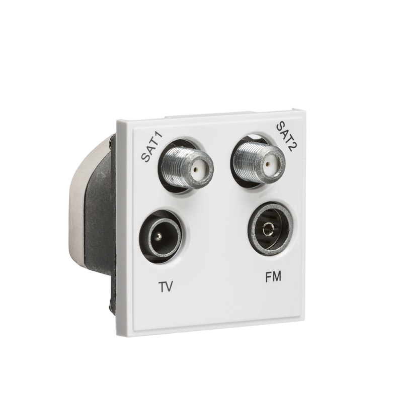 Knightsbridge NETQDWH Quadplex SAT1/2 +TV +FM +DAB Outlet 50x50mm - Wh ...