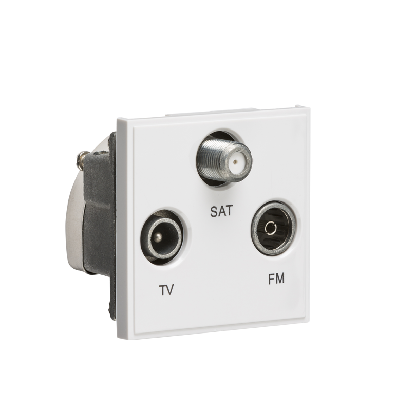 Knightsbridge NETTRIWH Triplex TV/FM DAB/SAT TV Outlet Module 50x50mm ...