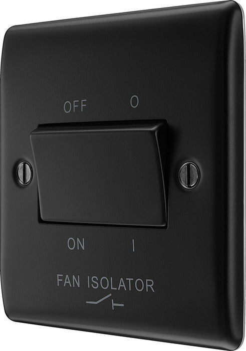 BG NFB15 Nexus Metal Fan Isolator Switch TP 10A - Matt Black + Black Rocker - westbasedirect.com
