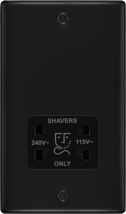 BG NFB20B Nexus Metal Dual Voltage Shaver Socket - Black Insert - Matt Black - westbasedirect.com