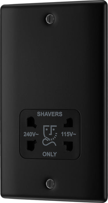 BG NFB20B Nexus Metal Dual Voltage Shaver Socket - Black Insert - Matt Black - westbasedirect.com