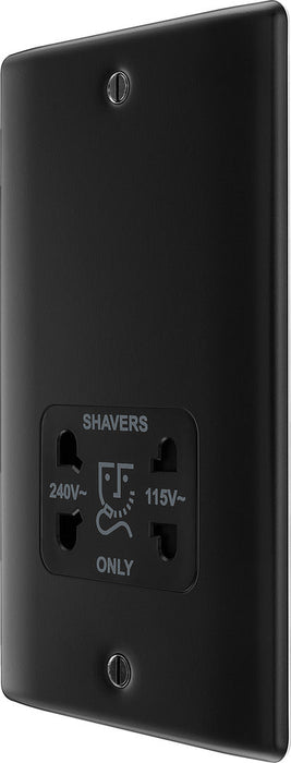 BG NFB20B Nexus Metal Dual Voltage Shaver Socket - Black Insert - Matt Black - westbasedirect.com