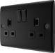 BG NFB22B Nexus Metal Double Socket 13A - Black Insert - Matt Black + Black Rocker (5 Pack) - westbasedirect.com