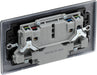 BG NFB22UAC12B Nexus Metal 13A Double Switched Power Socket + USB A+C (12W) - Matt Black + Black Insert - westbasedirect.com