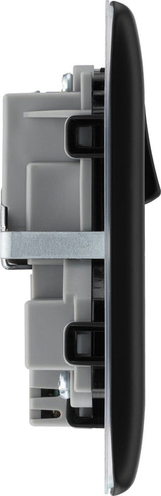 BG NFB22UAC12B Nexus Metal 13A Double Switched Power Socket + USB A+C (12W) - Matt Black + Black Insert - westbasedirect.com