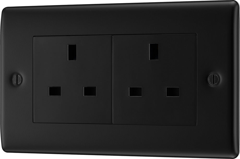 BG NFB24B Nexus Metal 2G 13A Unswitched Socket - Black Insert - Matt Black + Black Rocker - westbasedirect.com