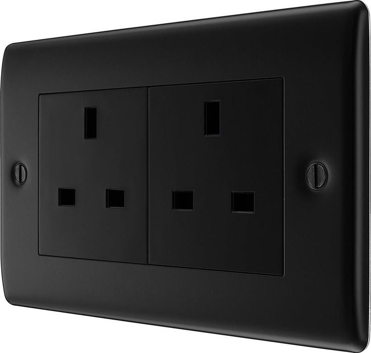 BG NFB24B Nexus Metal 2G 13A Unswitched Socket - Black Insert - Matt Black + Black Rocker - westbasedirect.com