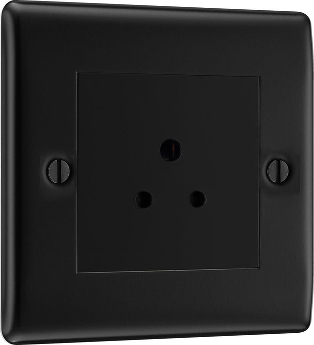 BG NFB28B Nexus Metal Unswitched Round Pin Socket 2A - Black Insert - Matt Black + Black Rocker - westbasedirect.com