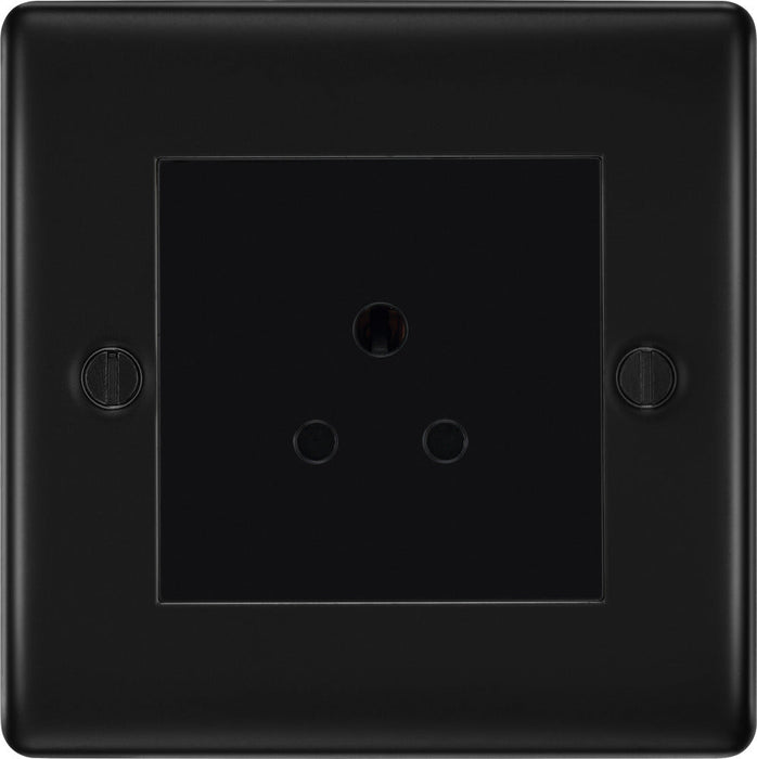 BG NFB28B Nexus Metal Unswitched Round Pin Socket 2A - Black Insert - Matt Black + Black Rocker - westbasedirect.com