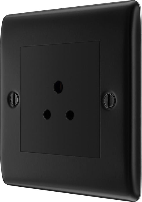 BG NFB28B Nexus Metal Unswitched Round Pin Socket 2A - Black Insert - Matt Black + Black Rocker - westbasedirect.com