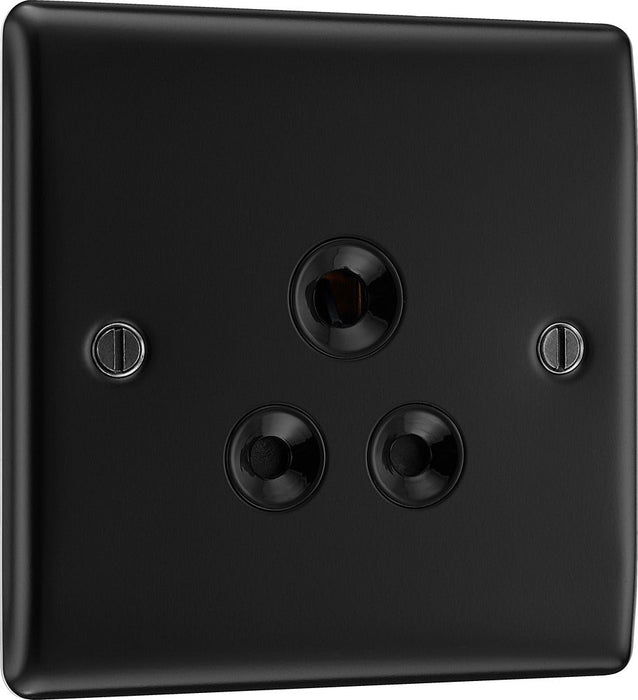 BG NFB29B Nexus Metal Unswitched Round Pin Socket 5A - Black Insert - Matt Black - westbasedirect.com