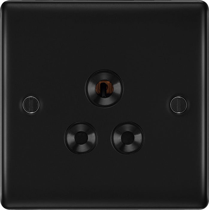 BG NFB29B Nexus Metal Unswitched Round Pin Socket 5A - Black Insert - Matt Black - westbasedirect.com