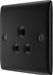 BG NFB29B Nexus Metal Unswitched Round Pin Socket 5A - Black Insert - Matt Black - westbasedirect.com