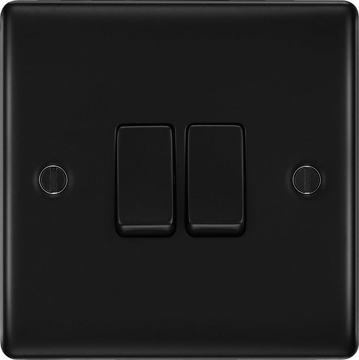 BG NFB42 Nexus Metal Double Light Switch 10A - Matt Black + Black Rocker (5 Pack) - westbasedirect.com